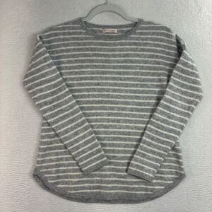 Philosophy Cashmere Sweater Women S Gray White Striped Crewneck Preppy Luxury